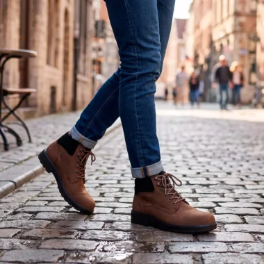 Botas Camport Homem em pele genuína castanhas com atacadores e sola robusta.