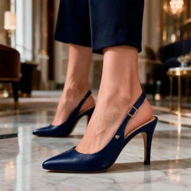 Slingback de pele Parodi Stiletto com salto de 8 cm