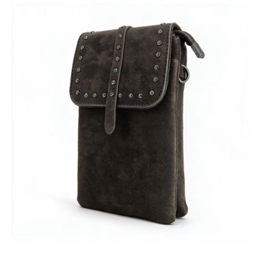 Carteira Tiracolo Suede com Tachas Camel