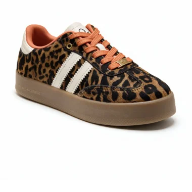 Ténis Cravo Canela Animal Print em pele