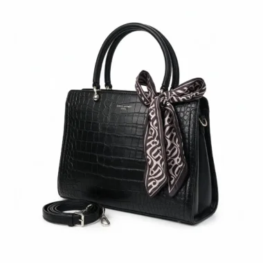 Carteira David Jones Croco Preta em eco pele