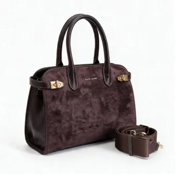 Carteira David Jones Suede Castanha em eco pele efeito camurça