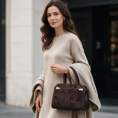 Carteira David Jones Suede Castanha em eco pele efeito camurça