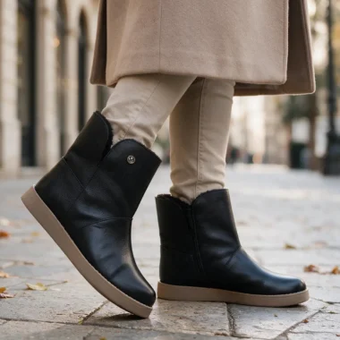 Botas Tipo UGG Senhora Cravo & Canela Mila em pele camel
