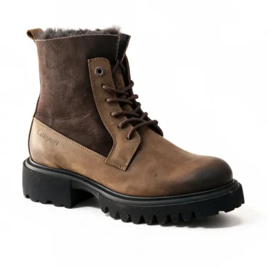 Bota Camport Senhora castanha com atacadores e fecho lateral